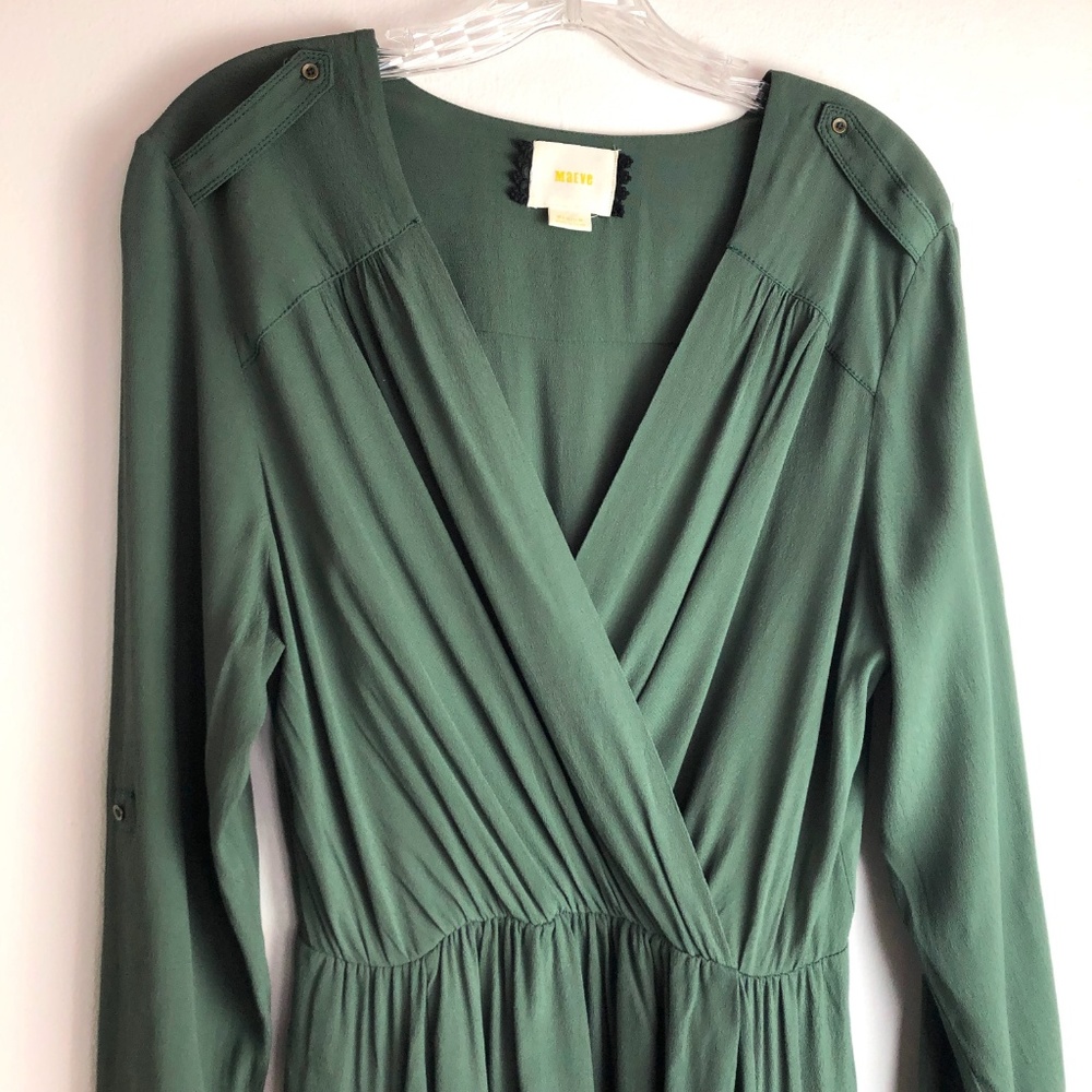 Anthropologie Maeve Olive Green Lene Dress - Picture 3 of 8